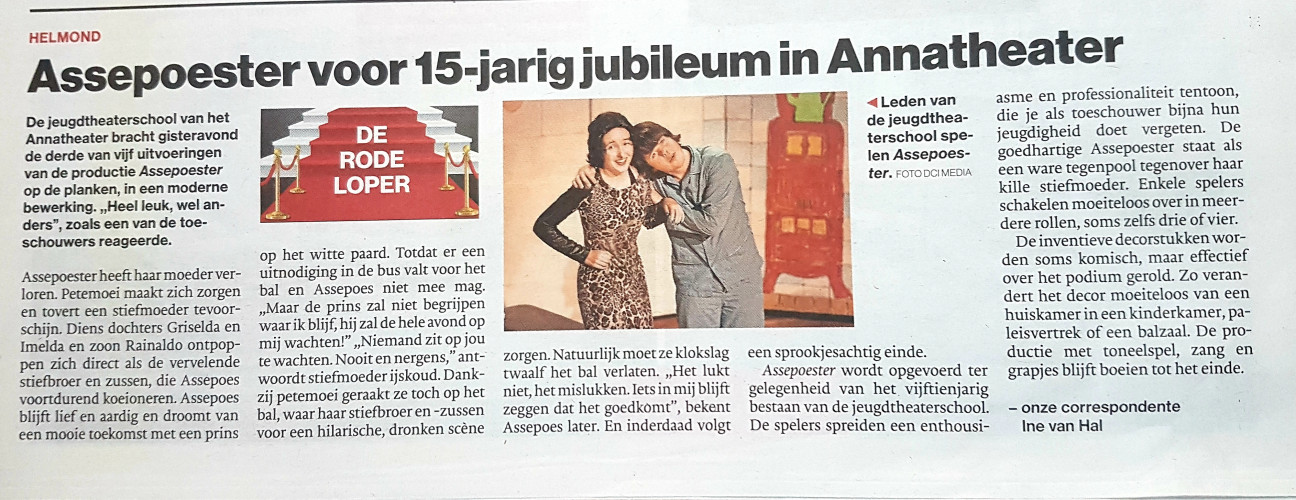 Lovende recensie Assepoester in het Eindhovens Dagblad
